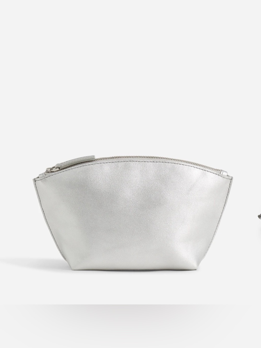 Madewell Leather Bag Essential zip pouch Silver NWT